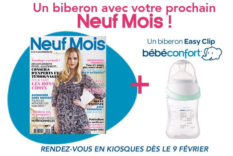 Un biberon Bébé Confort avec votre magazine Neuf Mois n°151 !