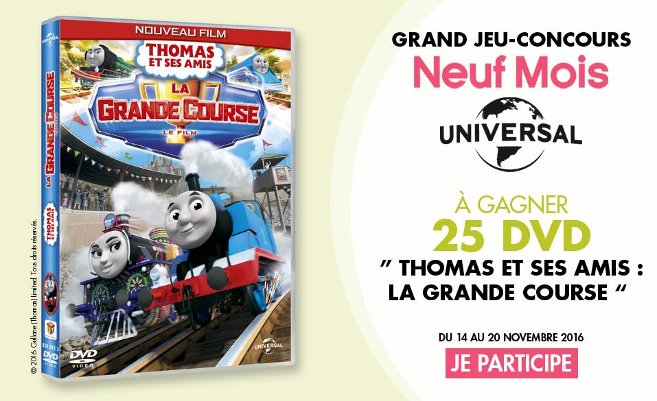 25 DVD “Thomas et ses amis : la grande course” à gagner sur Neuf Mois pour vos loulous !