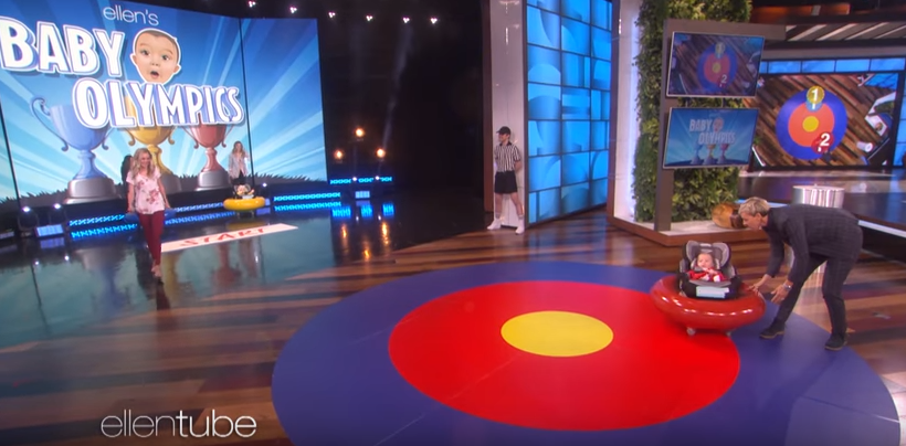 Les Jeux Olympiques c’est aussi pour les bébés : Ellen DeGeneres a inventé le baby curling !